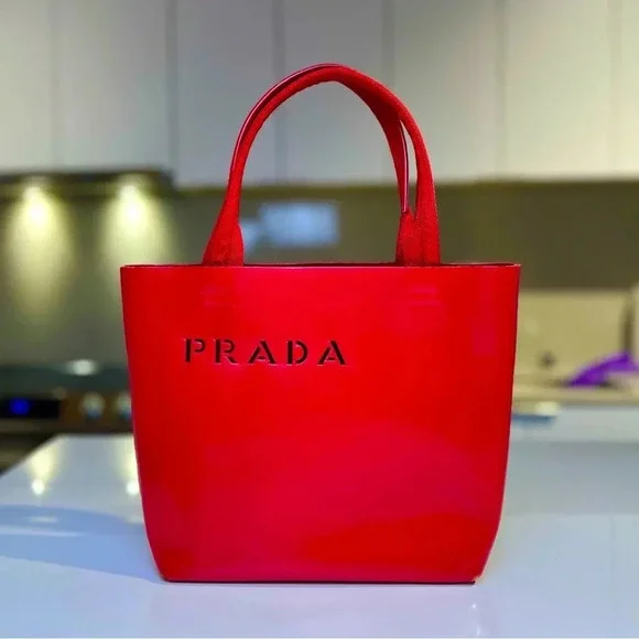 Rare Prada Red Leather Cut Out Tote Shopper - Picture 1 of 7